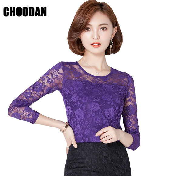 Lace Tops Women Long Sleeve Blouse Shirt Autumn 2018 Fall Korean NEW Fashion Elegant Flower Fitness Clothes Ladies Office Shirts