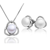 Fashion austria crystal women freshwater Pearl triangle pendant necklace/earrings/rings Jewelry Sets