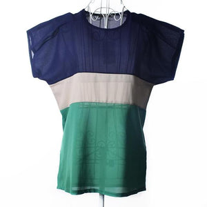 2019 summer style chiffon women blouses Patchwork blouse Tops shirt plus size 2 colors