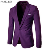 Men's Purple One Button Slim Fit Suit Blazer 2019 Spring New Wedding Business Tuxedo Blazer Jacket Men Costume Homme Mariage 6XL