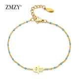 ZMZY Gold Slim Stainless Steel Bracelet Colorful Link Chain Thin Charm Bracelets for Women Fashion Women/Girls Jewelry