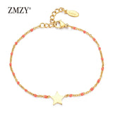 ZMZY Gold Slim Stainless Steel Bracelet Colorful Link Chain Thin Charm Bracelets for Women Fashion Women/Girls Jewelry